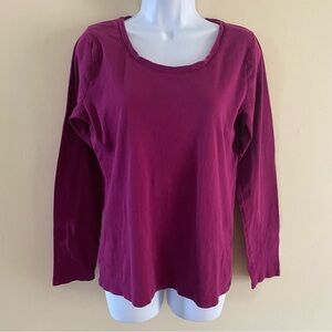 Merona Ultimate Tee Long Sleeve Shirt Women's Size Large Purple 100% Cotton